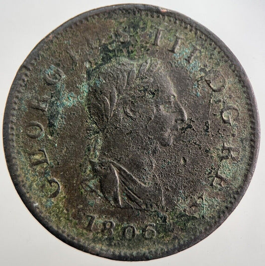 1806 George 3rd III Half - Penny British Coin | Fine Collectable Grade | a7531
