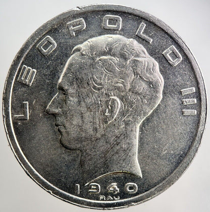 1940 Belgium 50 Franc Silver Coin | Fine Collectable Grade | a3645