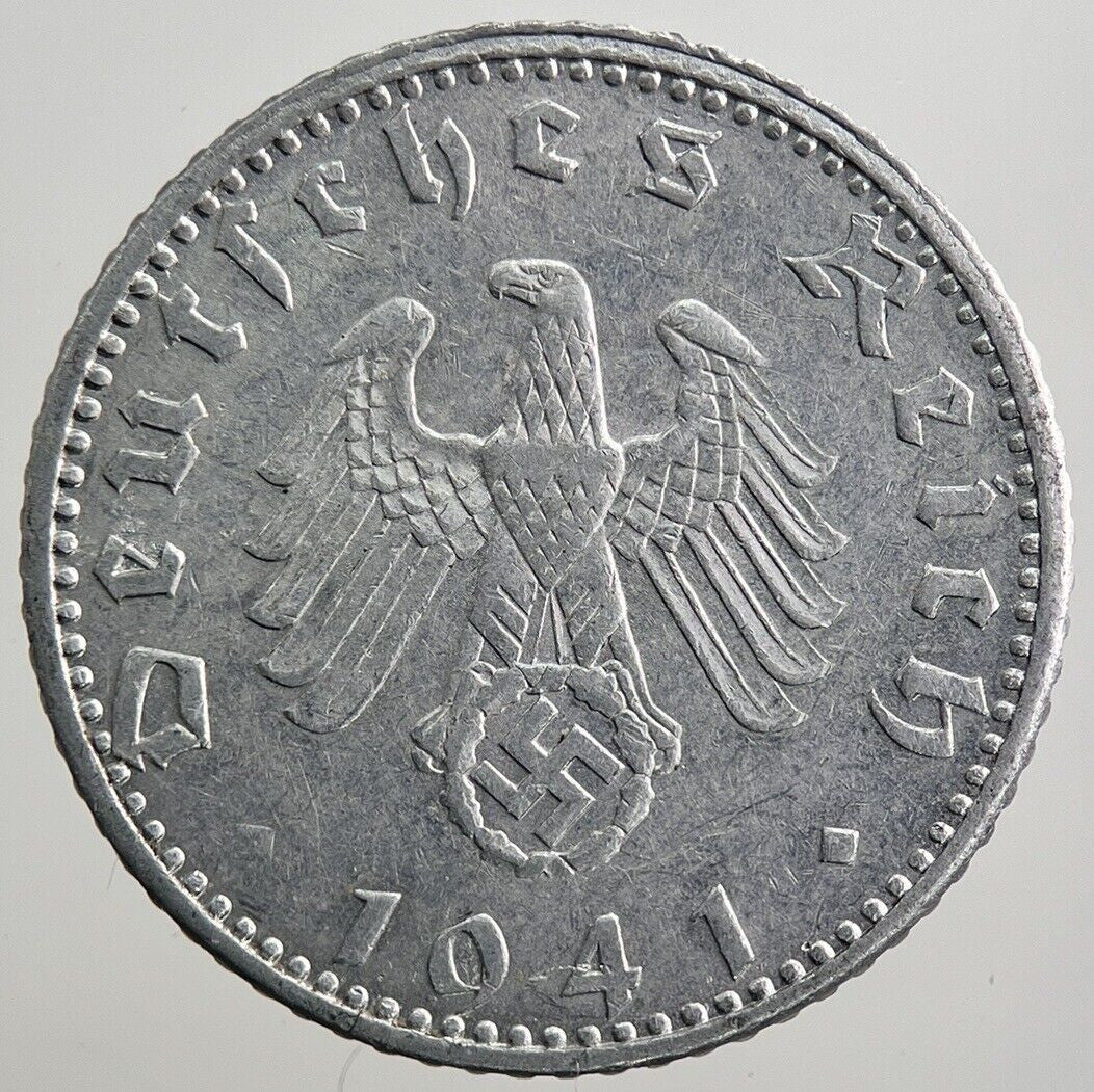 1941-J Germany Nazi 50 Pfennig Coin | Fine Collectable Grade | a2183