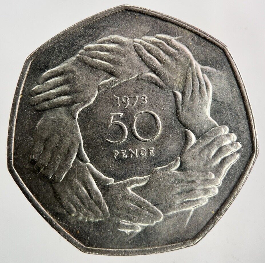 1973 Elizabeth II 2nd Hands 50p Fifty - Pence Coin | Very High Grade