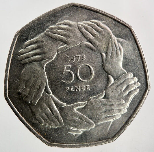 1973 Elizabeth II 2nd Hands 50p Fifty - Pence Coin | Very High Grade