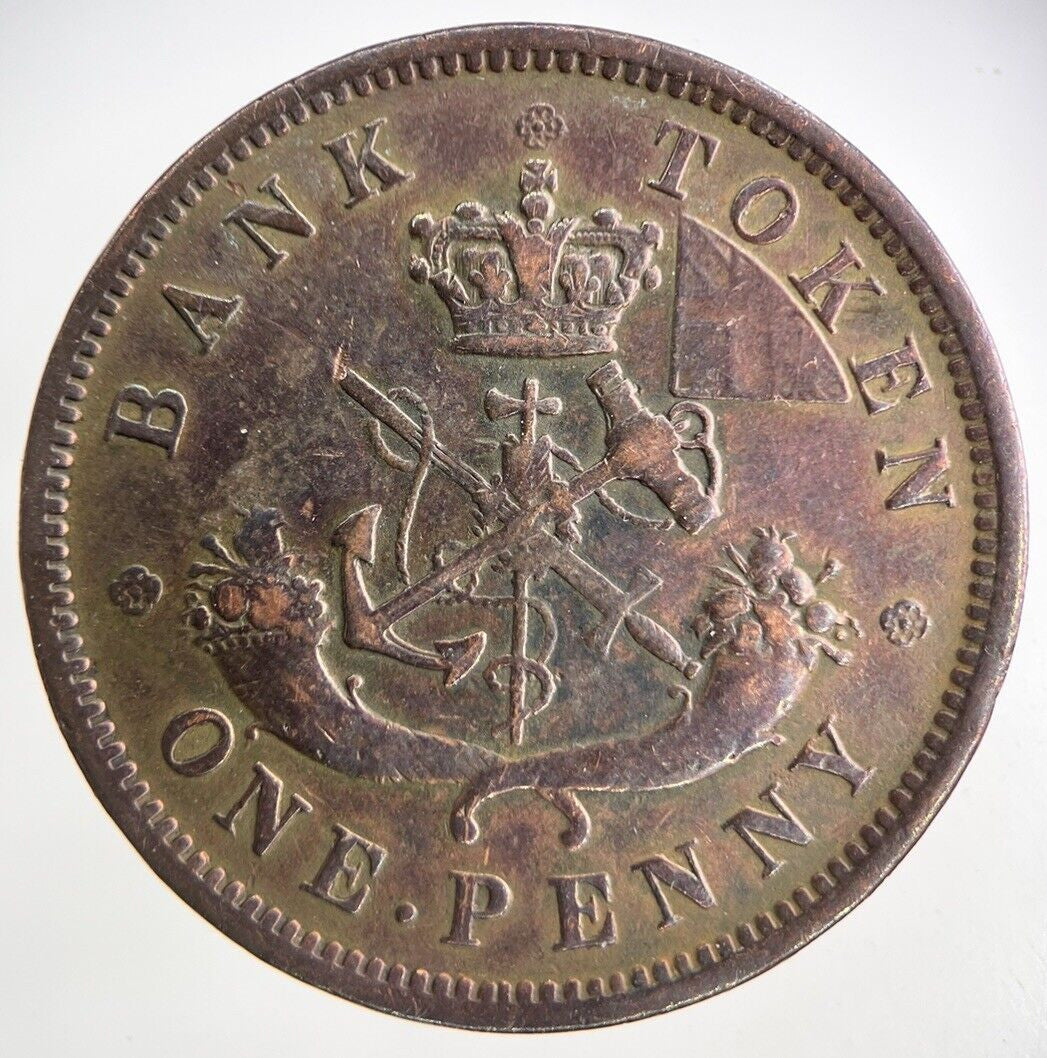 1857 Canada One Penny Bank Token Coin | Fine Collectable Grade
