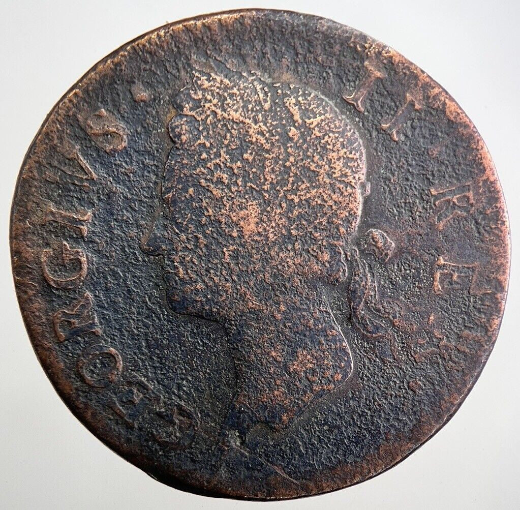 1754 George II Irish Hibernia Half - Penny Coin | Collectable Grade | a7997
