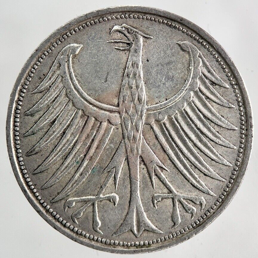 1964 - F Germany 5 Marks Silver Coin | Fine Collectable Grade