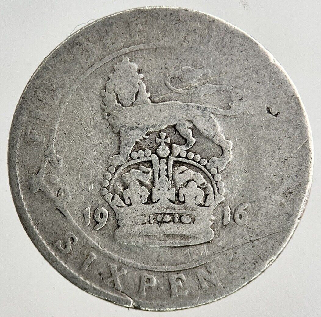 1916 George V Sixpence Silver Coin | Fair Grade
