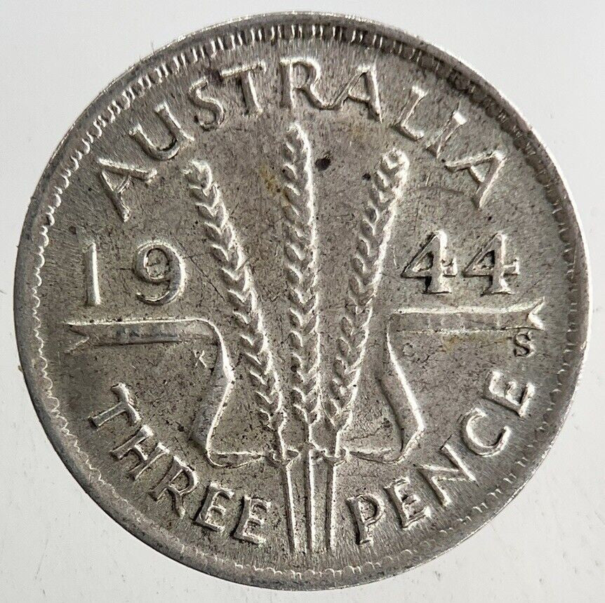 1944 - S Australia Threepence Silver Coin | Fine Collectable Grade