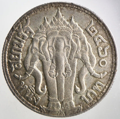1917 - 1925 Thailand 4 Salung 1 Baht Rama VI Silver Coin | Very High Grade