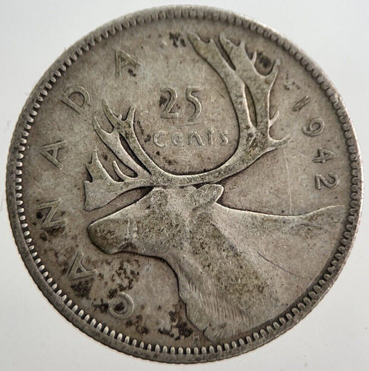 1942 Canada 25 Cents Silver Coin | Collectable Grade | a7635