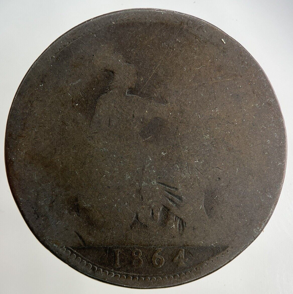 1864 Victoria One Penny Coin | Fair Grade