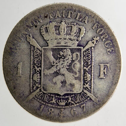 1867 Belgium 1 Franc Silver Coin | Collectable Grade