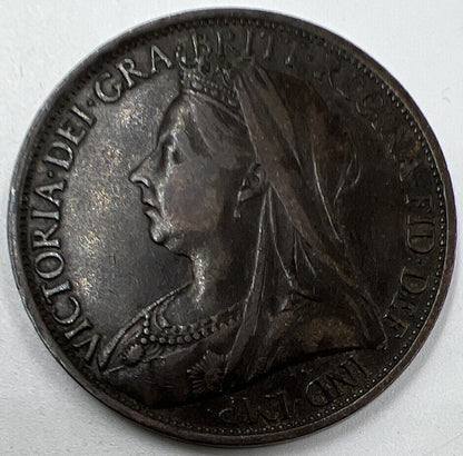 1896 Victoria One Penny | British Copper Coin | Fine Collectable Grade | a297
