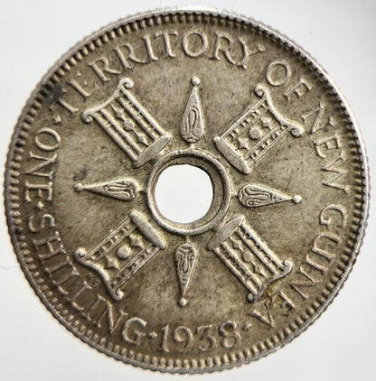 1938 New Guinea One Shilling | Silver Coin | Very High Grade | a978
