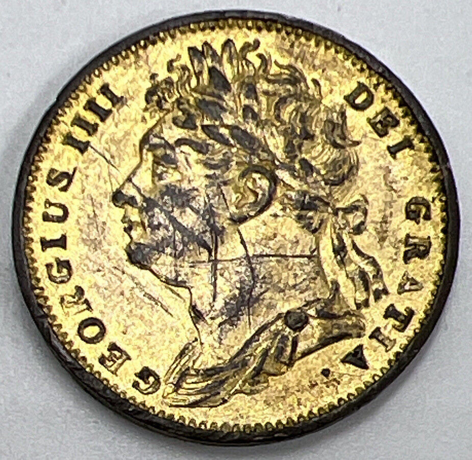 1822 George IV Gilded Farthing | British Coin | Fine Collectable Grade | a1177