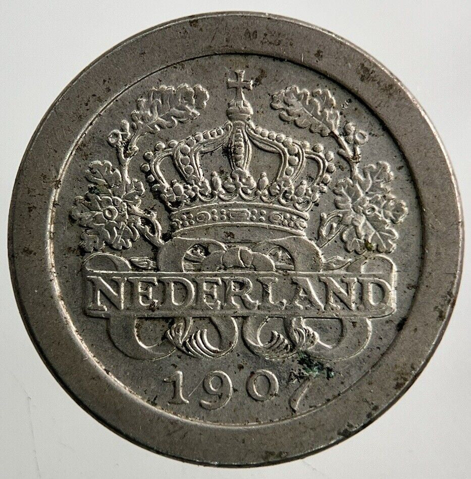 1907 Netherlands 5 Cents Coin | Very High Grade