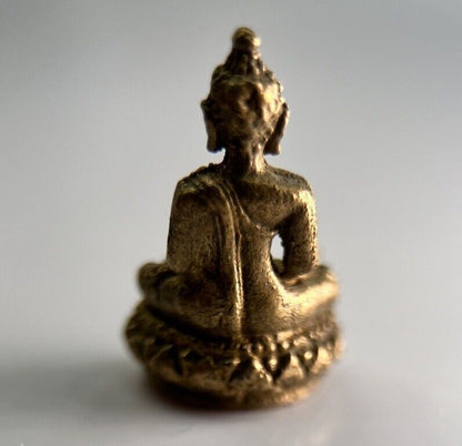 Thailand Old Vintage Thai Buddha Charm Metal Statue | Height 2.1cm