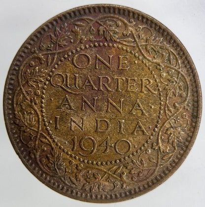 1940 India 1/4 Quarter Anna Coin | Fine Collectable Grade