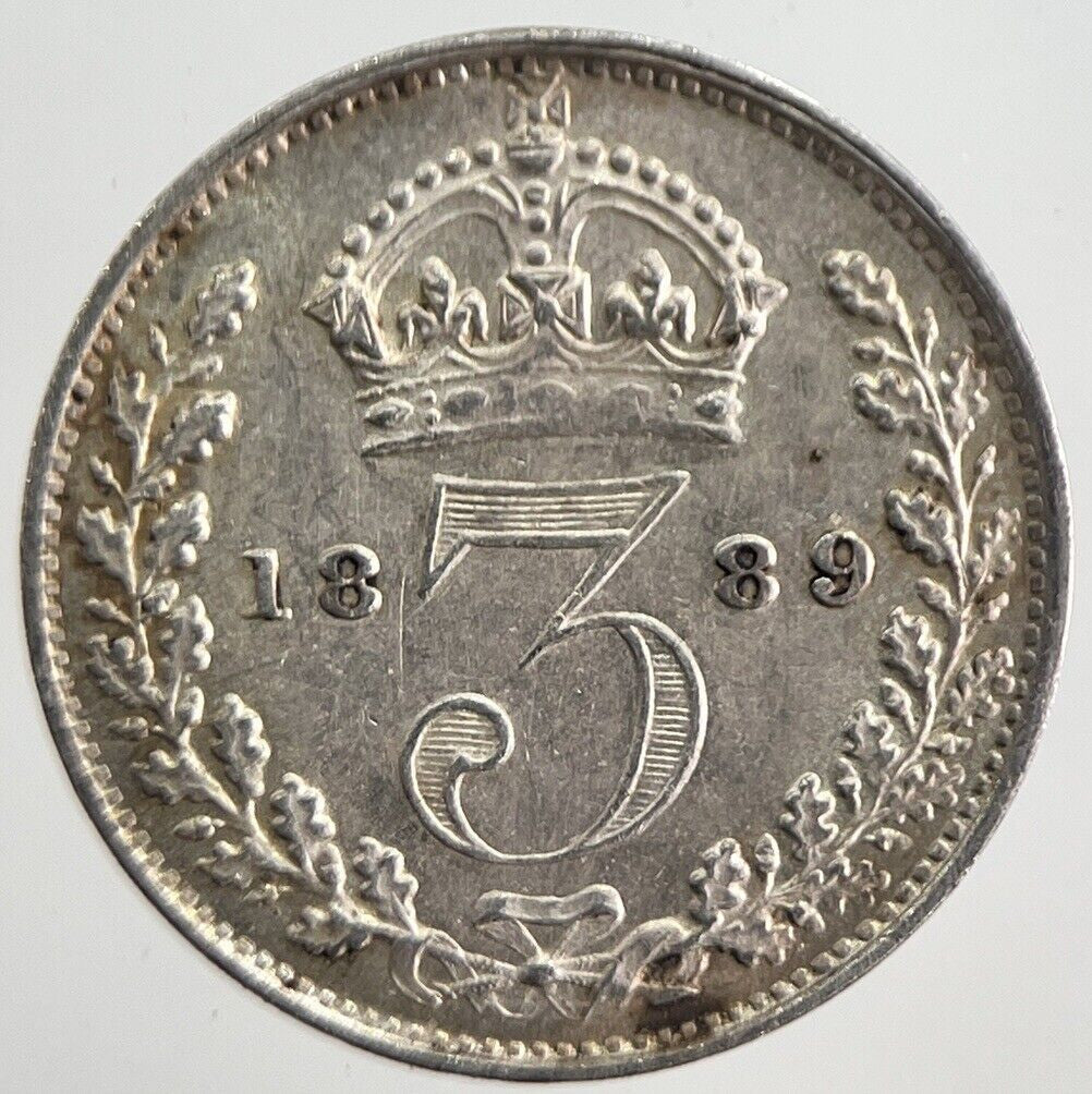 1889 Victoria Threepence Silver Coin | Very High Grade | a4850