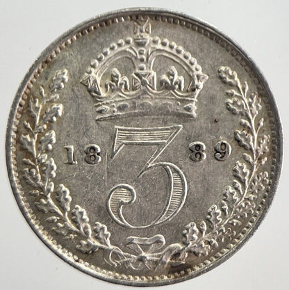 1889 Victoria Threepence Silver Coin | Very High Grade | a4850