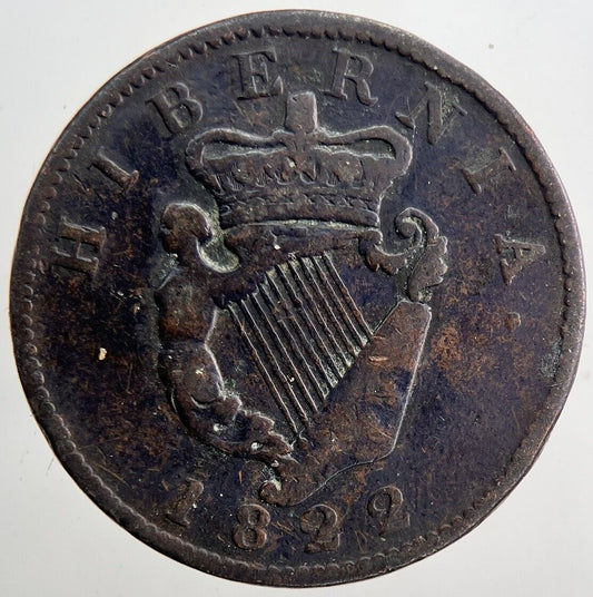 1822 Irish Hibernia Half - Penny Coin | Fine Collectable Grade | a6048