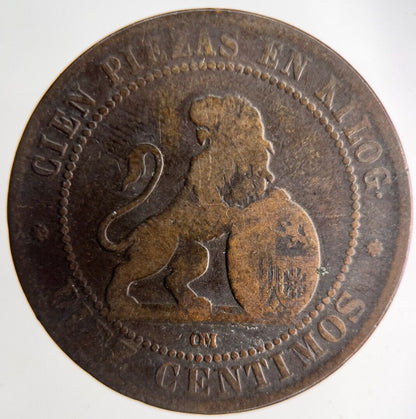 1870 Spain Diez 10 Centimos Coin | Collectable Grade