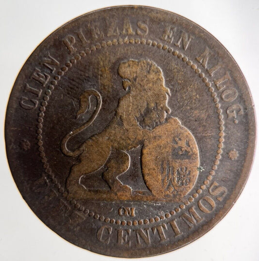 1870 Spain Diez 10 Centimos Coin | Collectable Grade