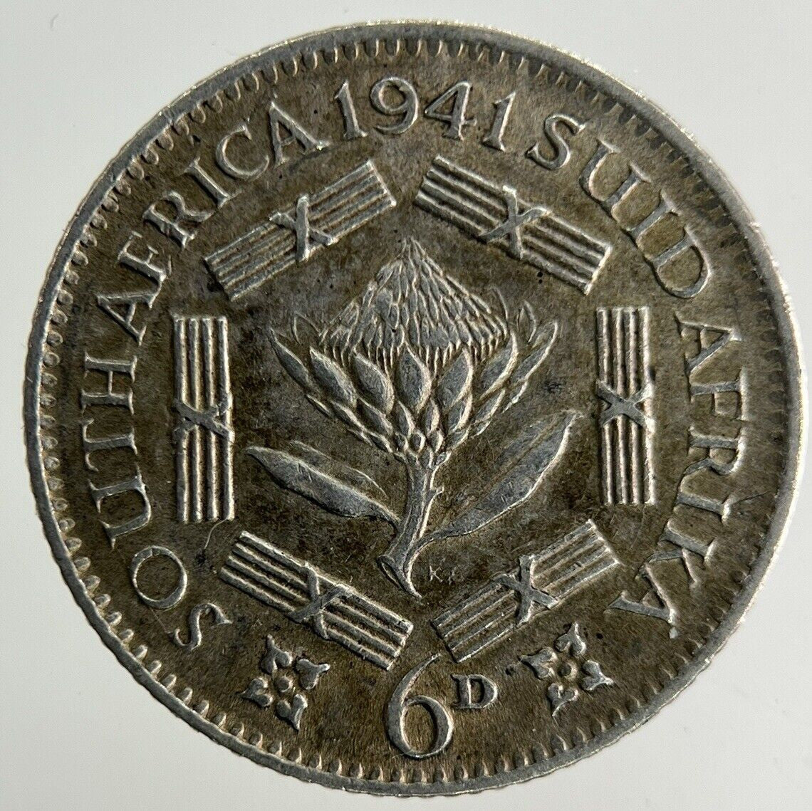 1941 South Africa Sixpence Silver Coin | Fine Collectable Grade