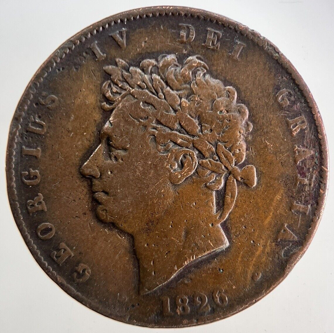 1826 George IV Half-Penny Coin | Fine Collectable Grade | a9901