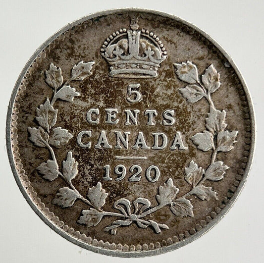 1920 Canada 5 Cents Silver Coin | Fine Collectable Grade