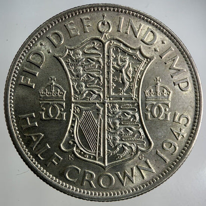 1945 George VI Half - Crown Silver Coin | Very High Grade