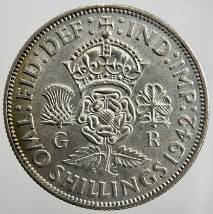 1942 George VI Florin | British Silver Coin | Fine Collectable Grade | a1097