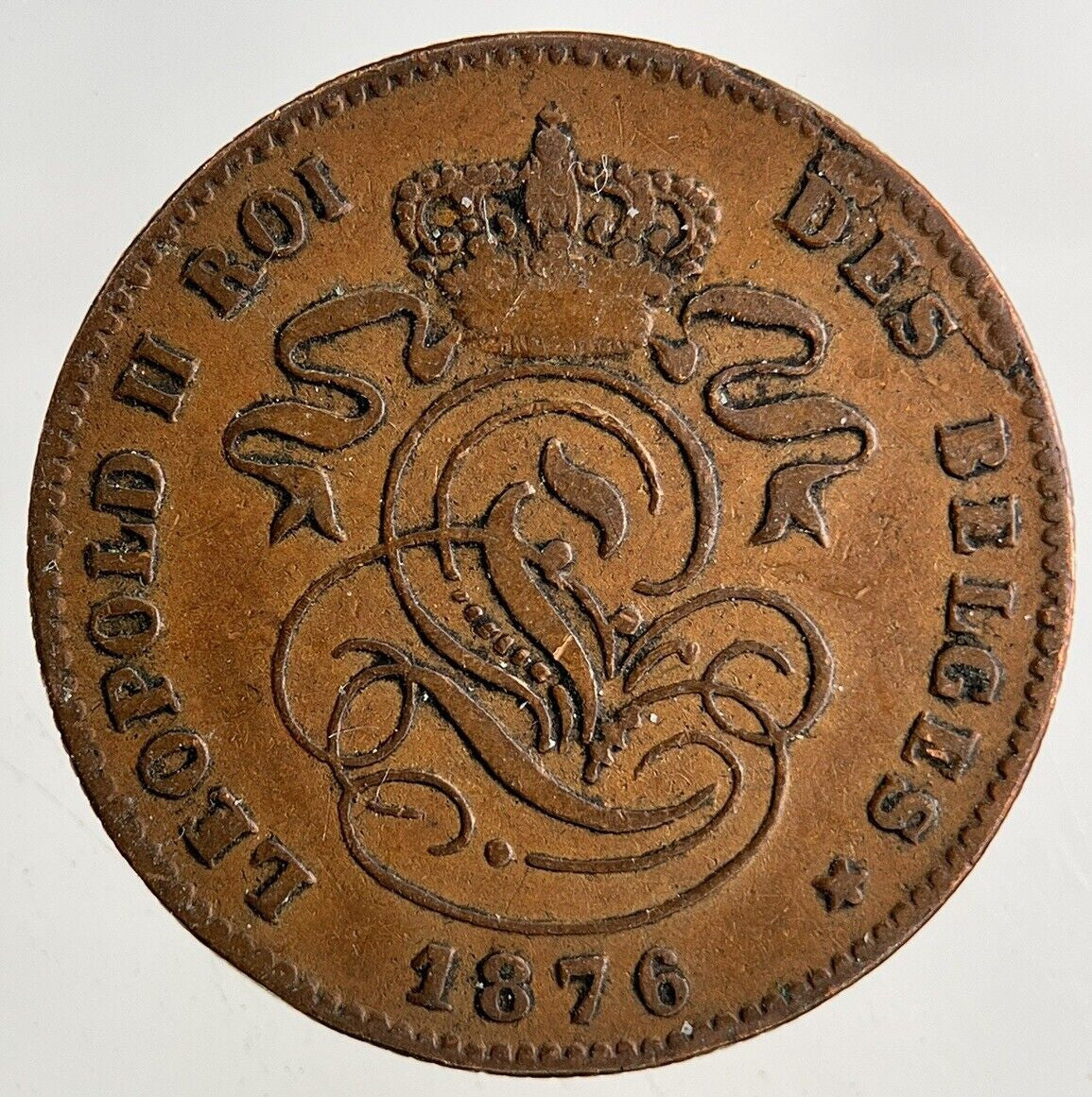 1876 Belgium 2 Centimes Coin | Fine Collectable Grade