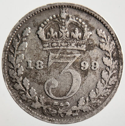1899 Veiled Head Victoria Threepence Silver Coin | Collectable Grade | a4070