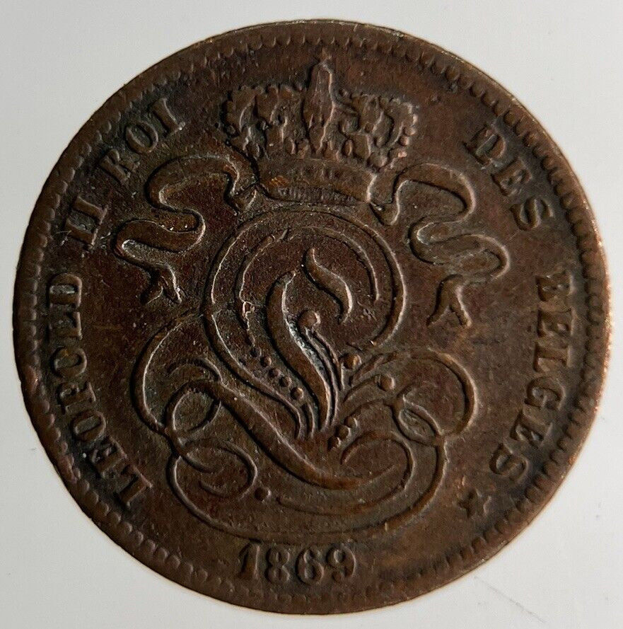 1869 Belgium 1 Cent Coin | Fine Collectable Grade