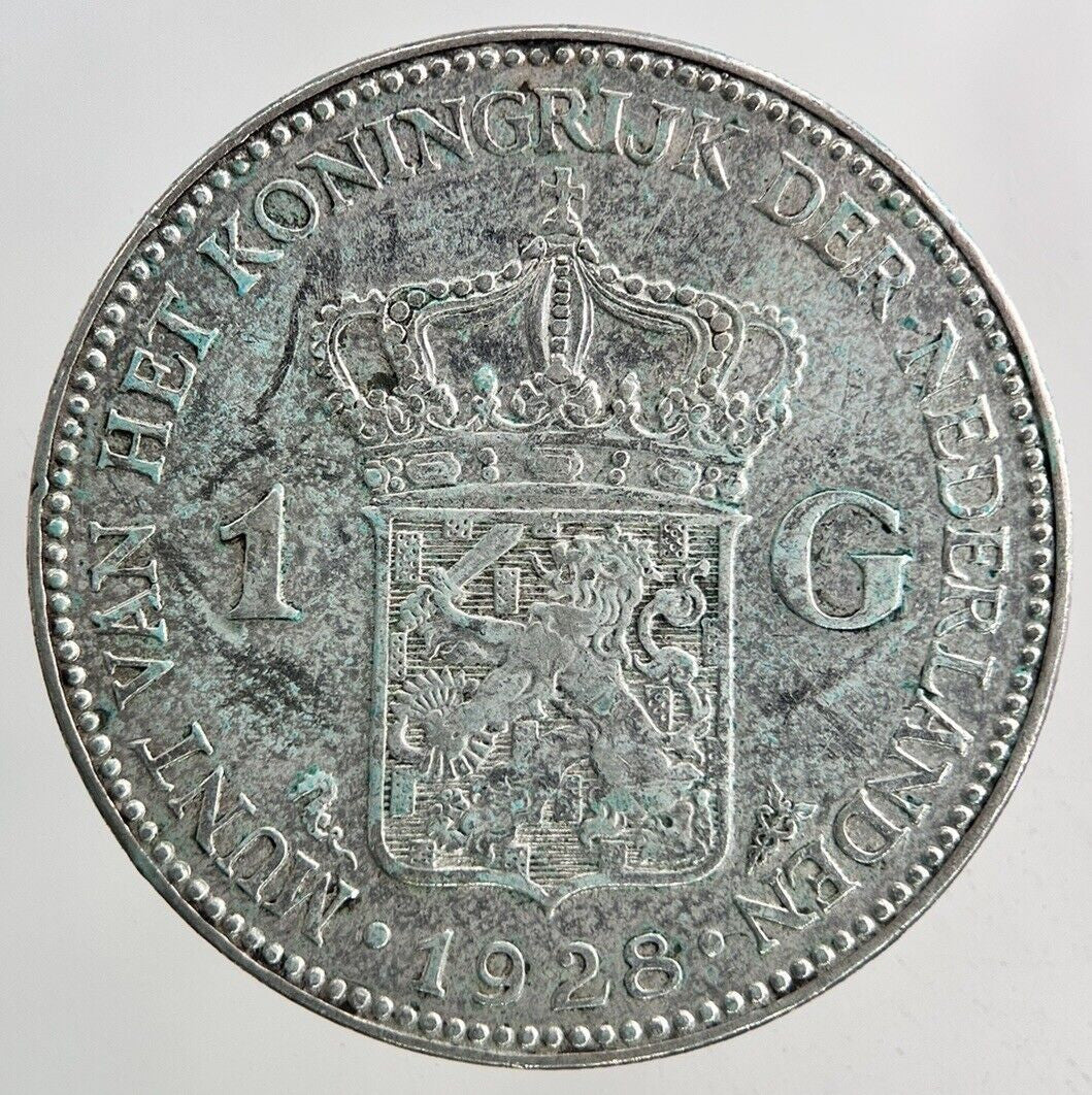 1928 Netherlands 1 Gulden Silver Coin | Fine Collectable Grade