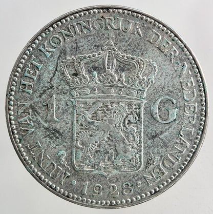 1928 Netherlands 1 Gulden Silver Coin | Fine Collectable Grade