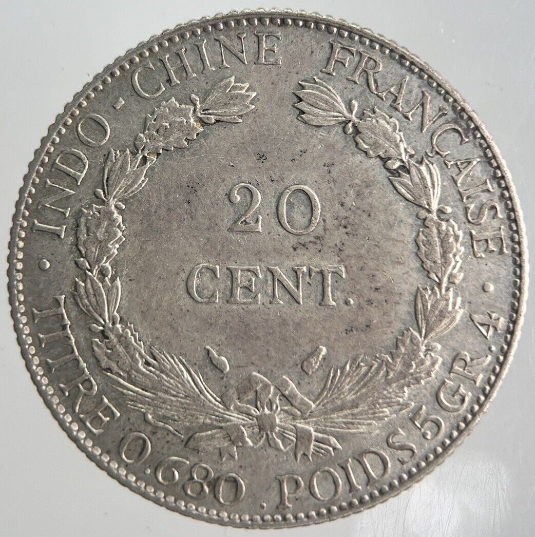 1937 20 Cents Centimes Indo - China France Silver Coin | Very High Grade | a4468