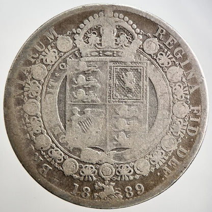 1889 Victoria Half - Crown Silver Coin | Fair Grade | a2628