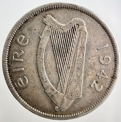 1942 Irish Horse Half - Crown Silver Coin | Fine Collectable Grade | a870