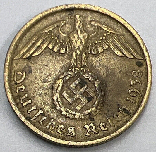 1938 - G Germany Nazi 10 Pfennig Coin | Fine Collectable Grade | a427