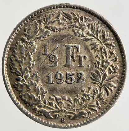 1952 Switzerland Swiss 1/2 Half Franc Silver Coin | Very High Grade
