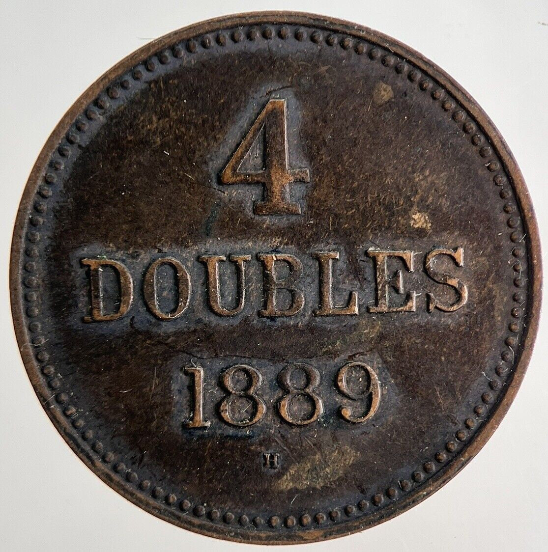 1889 Guernsey 4 Doubles Coin | Very High Grade | a5709