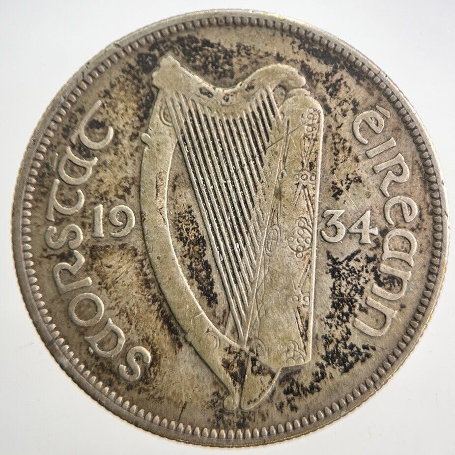1934 Irish Half - Crown Horse Silver Coin | Collectable Grade | a4702