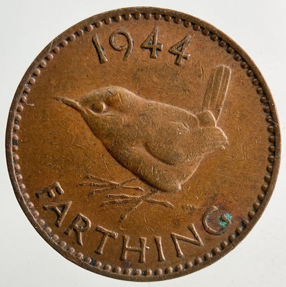 1944 George VI Wren Farthing Coin | Fine Collectable Grade