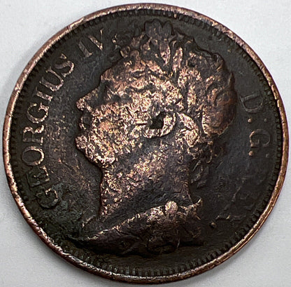1822 Irish Hibernia Penny Coin | George IV | Fine Collectable Grade | a1168