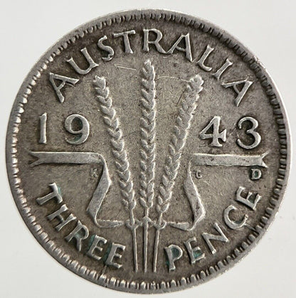 1943 - D Australia Threepence Silver Coin | Fine Collectable Grade