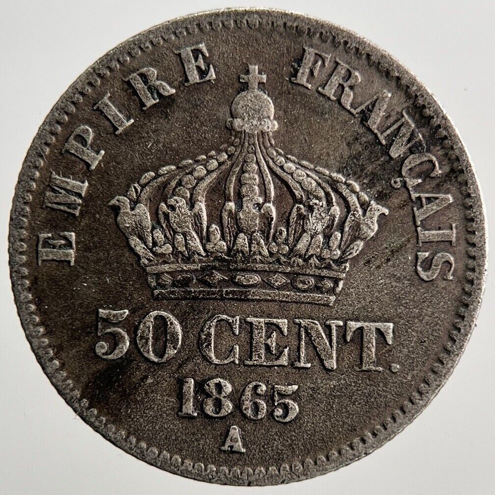 1865 France 50 Cent Silver Coin | Fine Collectable Grade | a3638