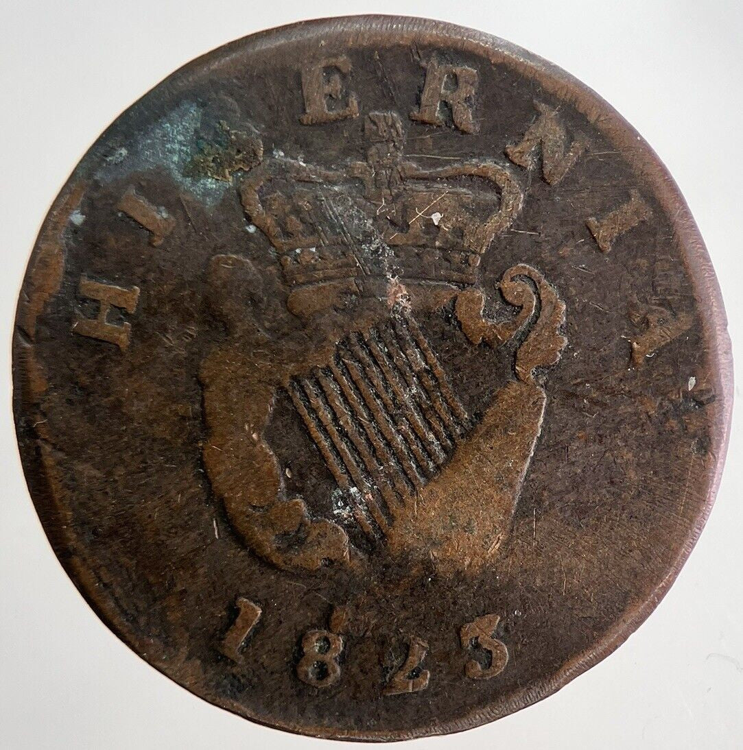 1823 George IV Irish Hibernia Half - Penny Coin | Collectable Grade | a5516