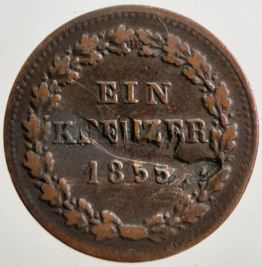 1855 Germany Nassau Kreuzer Coin | Collectable Grade | a4961