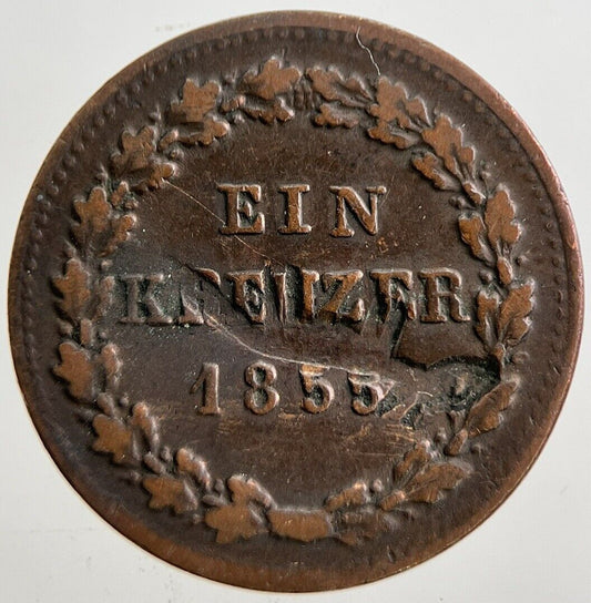 1855 Germany Nassau Kreuzer Coin | Collectable Grade | a4961