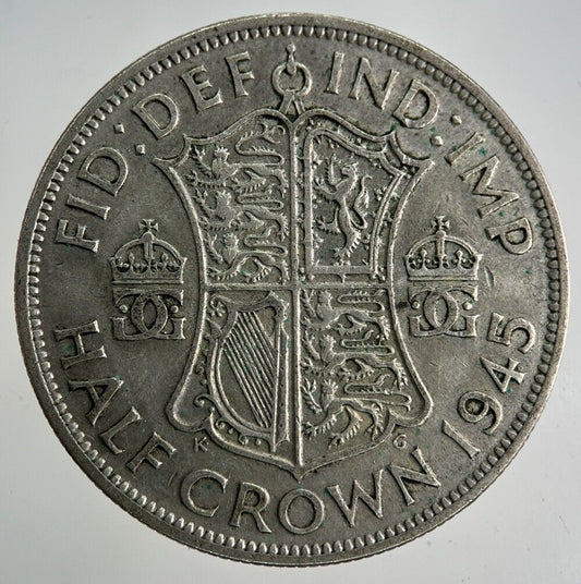 1945 George VI Half - Crown Silver Coin | Fine Collectable Grade